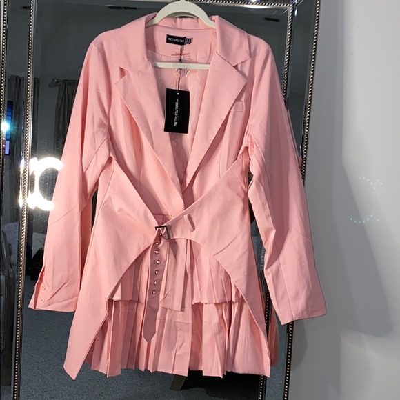 blush pink blazer dress